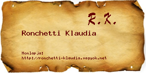 Ronchetti Klaudia névjegykártya